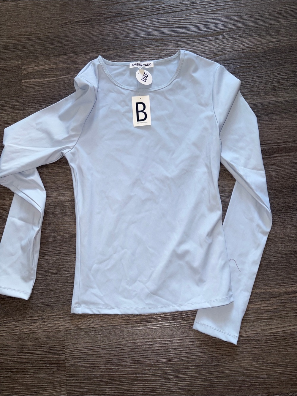Urban Basic Women's Light Blue Long-Sleeve Crew Top